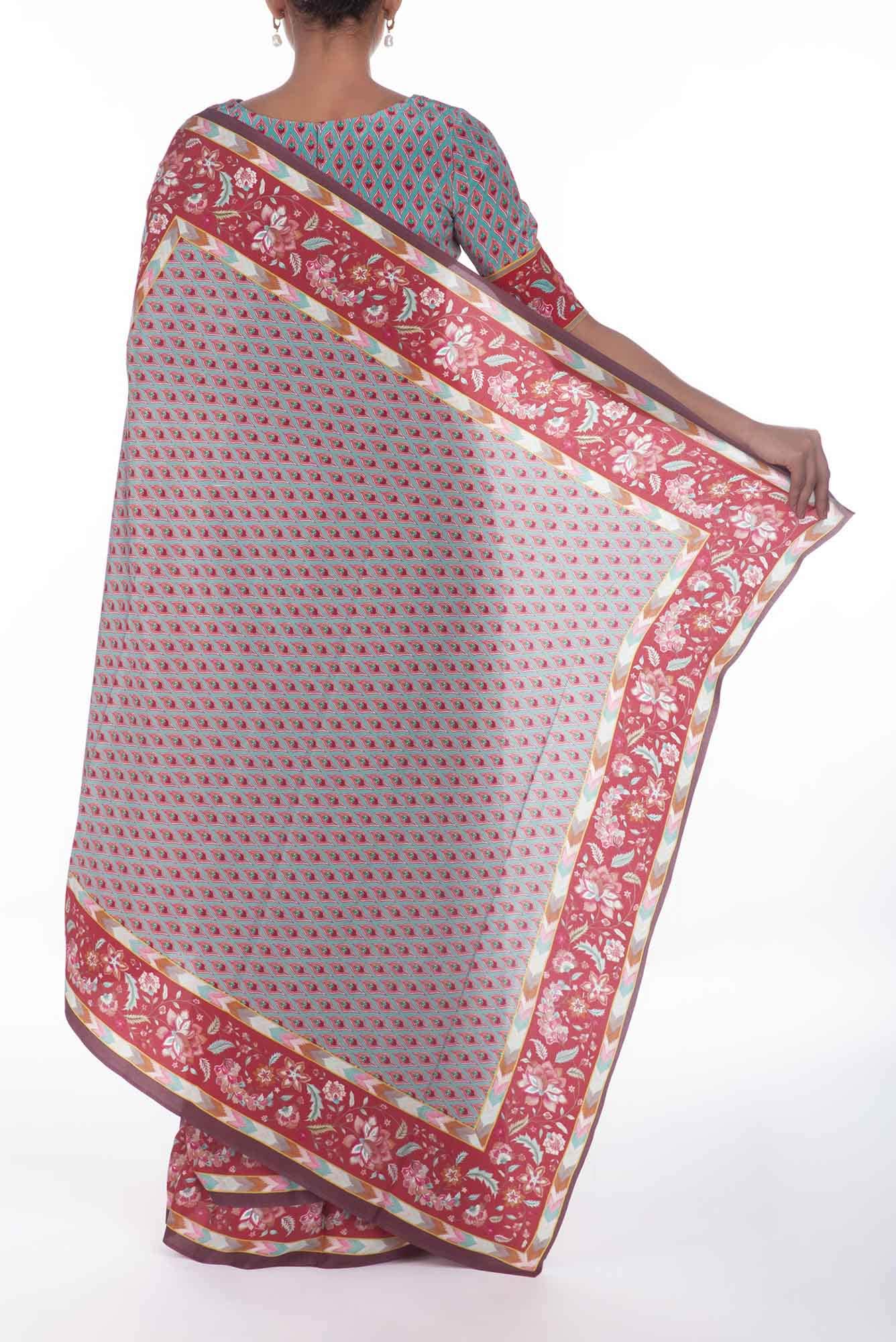 Bagicha Rose Gold floral design saree from Chintz Collection, Designed by Nalli