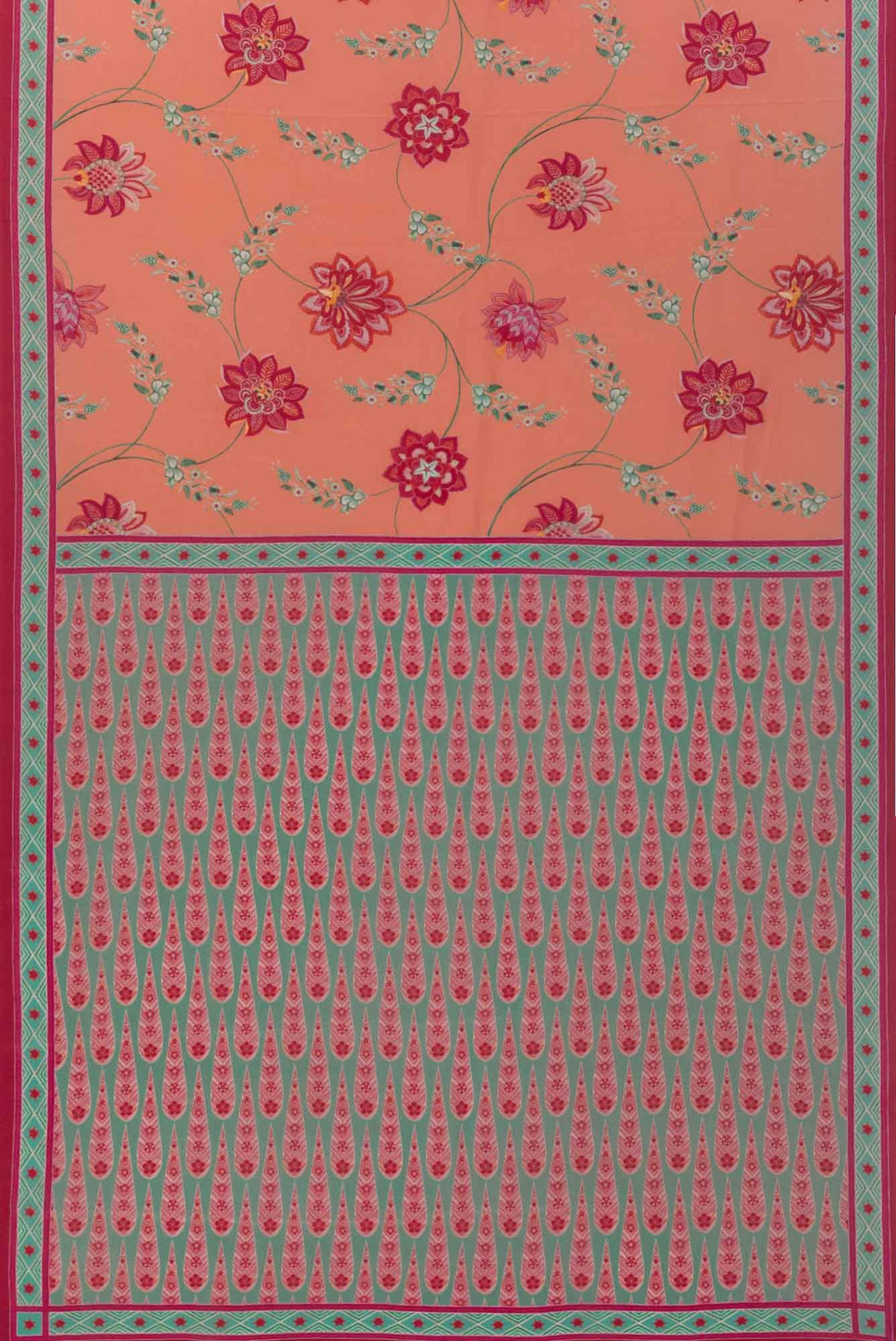 Lata Peach floral design saree from Chintz Collection, Designed by Nalli