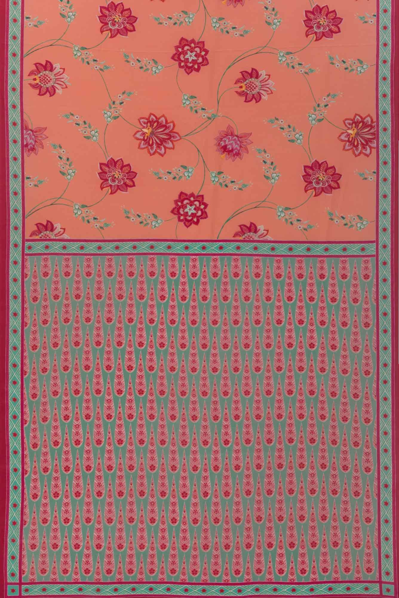 Lata Peach floral design saree from Chintz Collection, Designed by Nalli