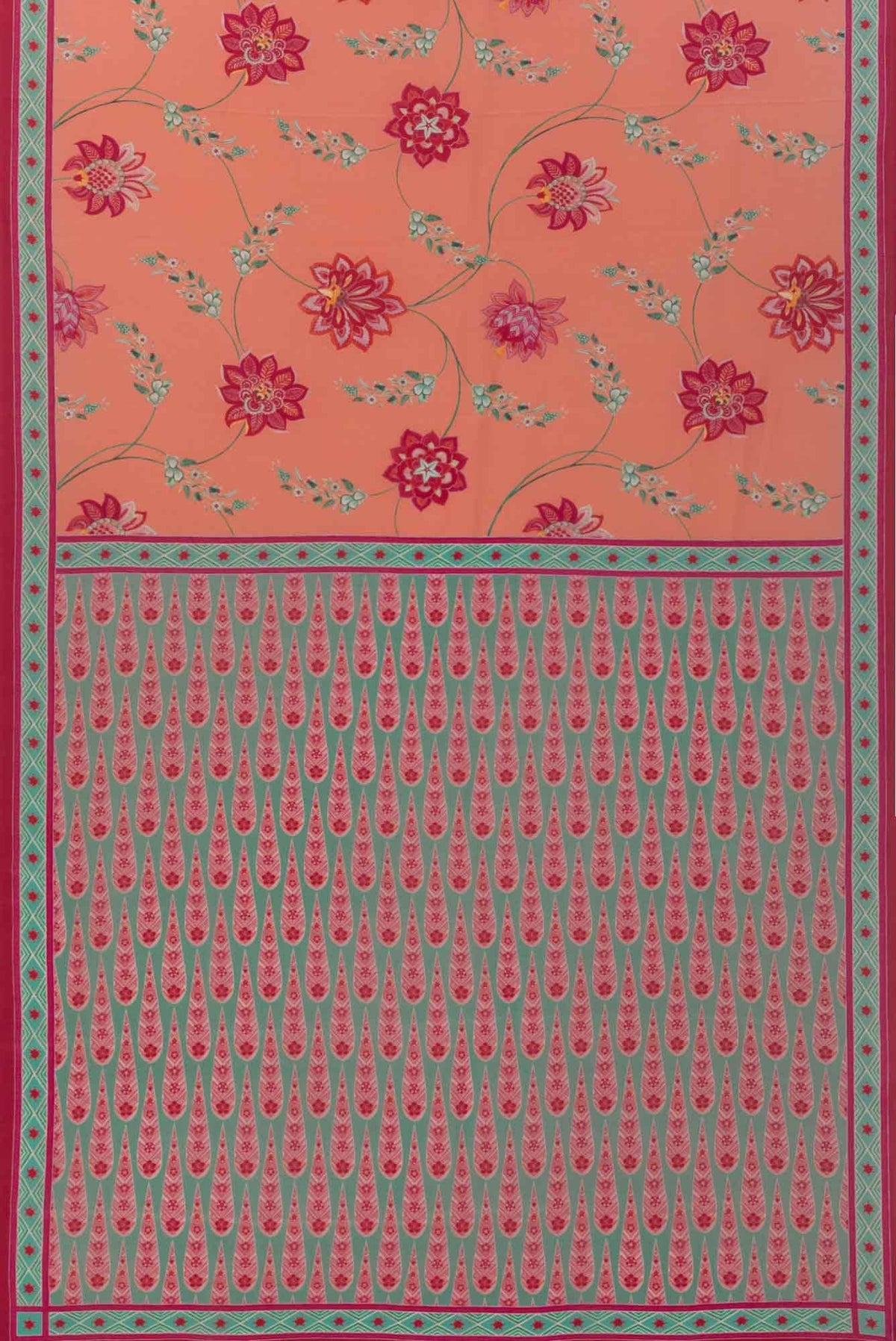 Lata Peach floral design saree from Chintz Collection, Designed by Nalli