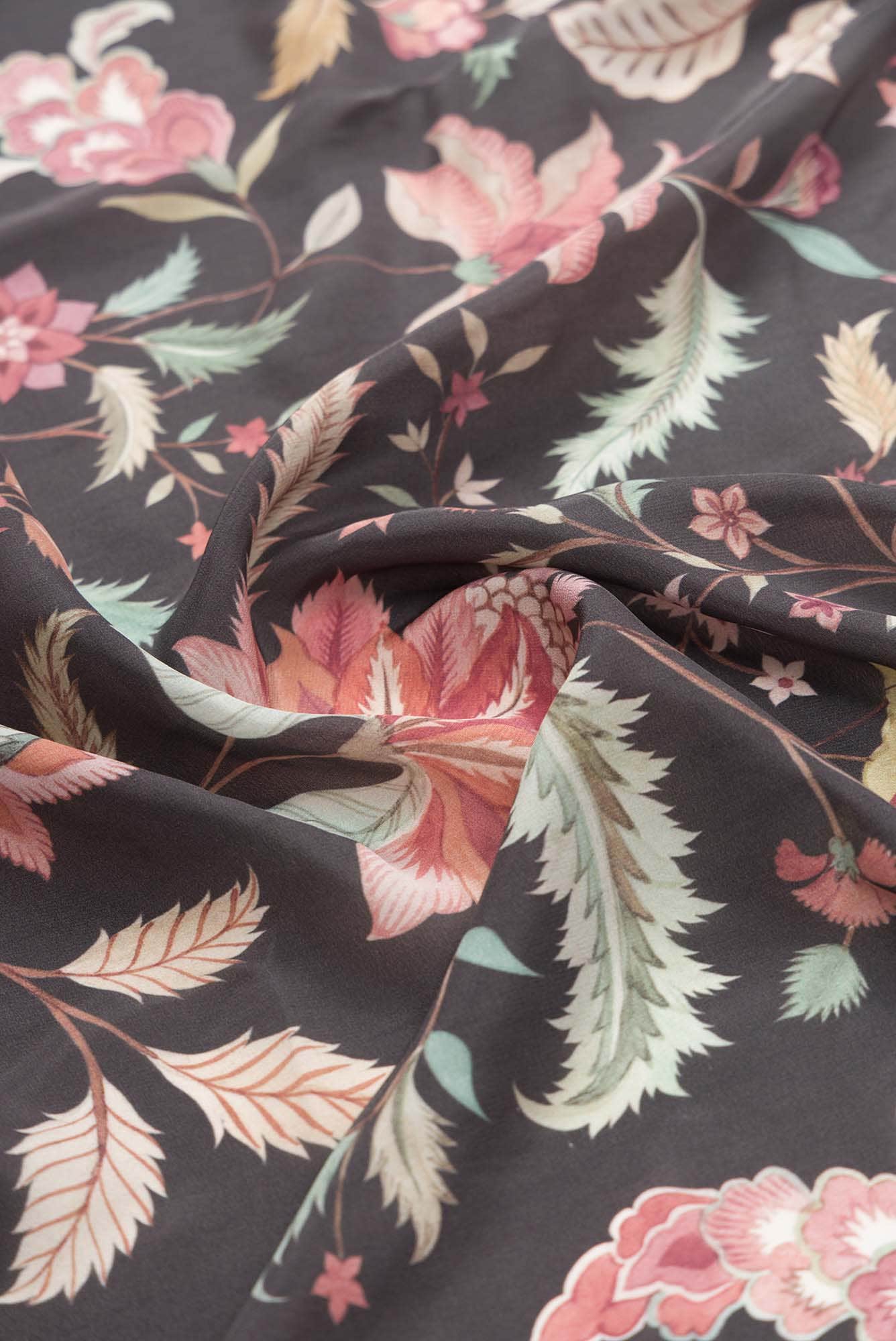 Bagicha Charcoal grey floral design saree from Chintz Collection, Designed by Nalli