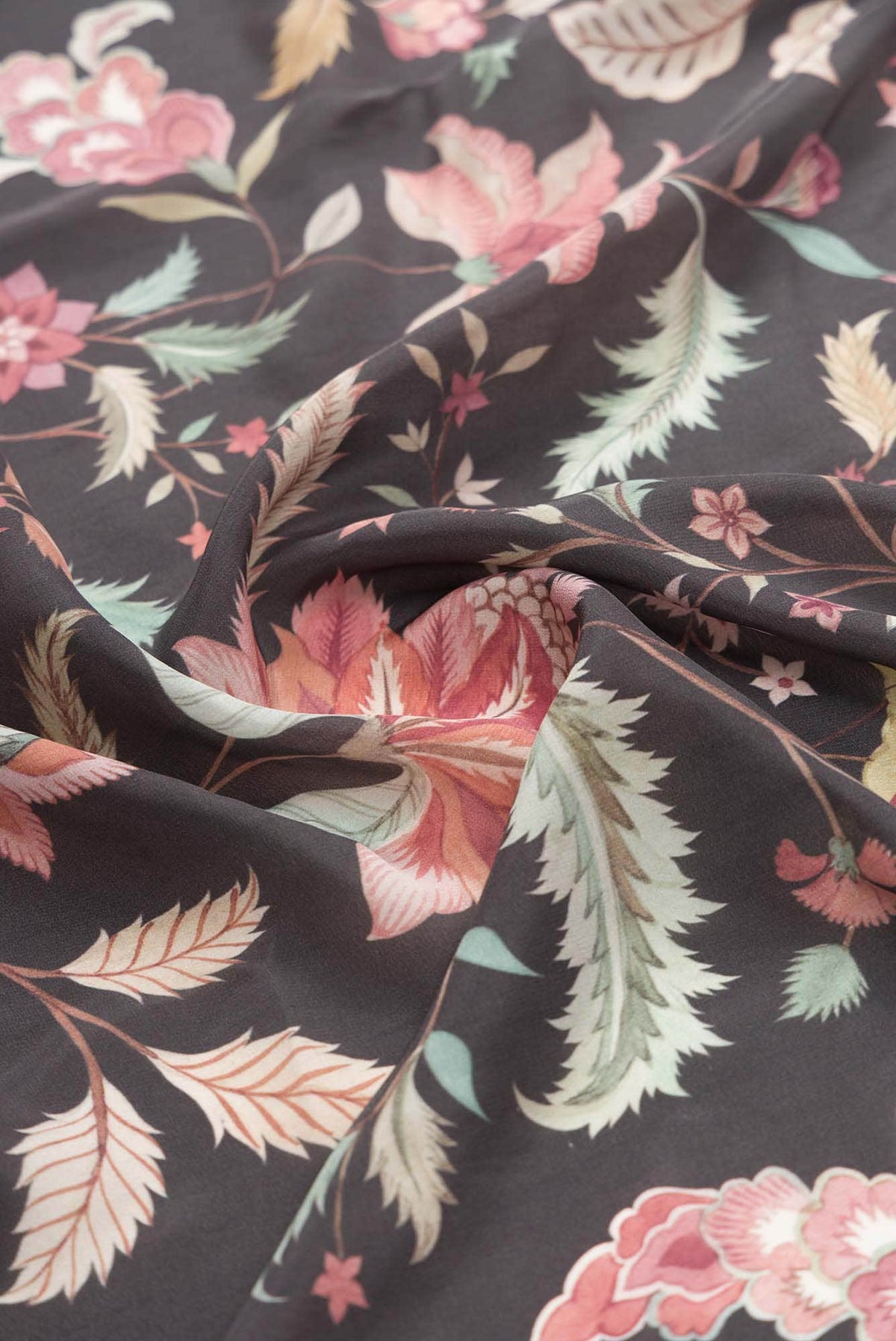 Bagicha Charcoal grey floral design saree from Chintz Collection, Designed by Nalli