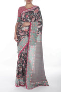 Bagicha Charcoal grey floral design saree from Chintz Collection, Designed by Nalli