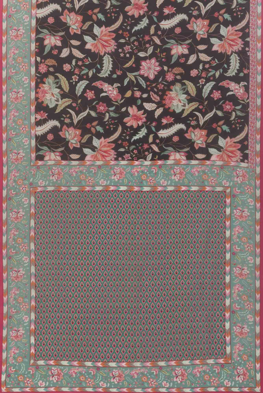 Bagicha Charcoal grey floral design saree from Chintz Collection, Designed by Nalli