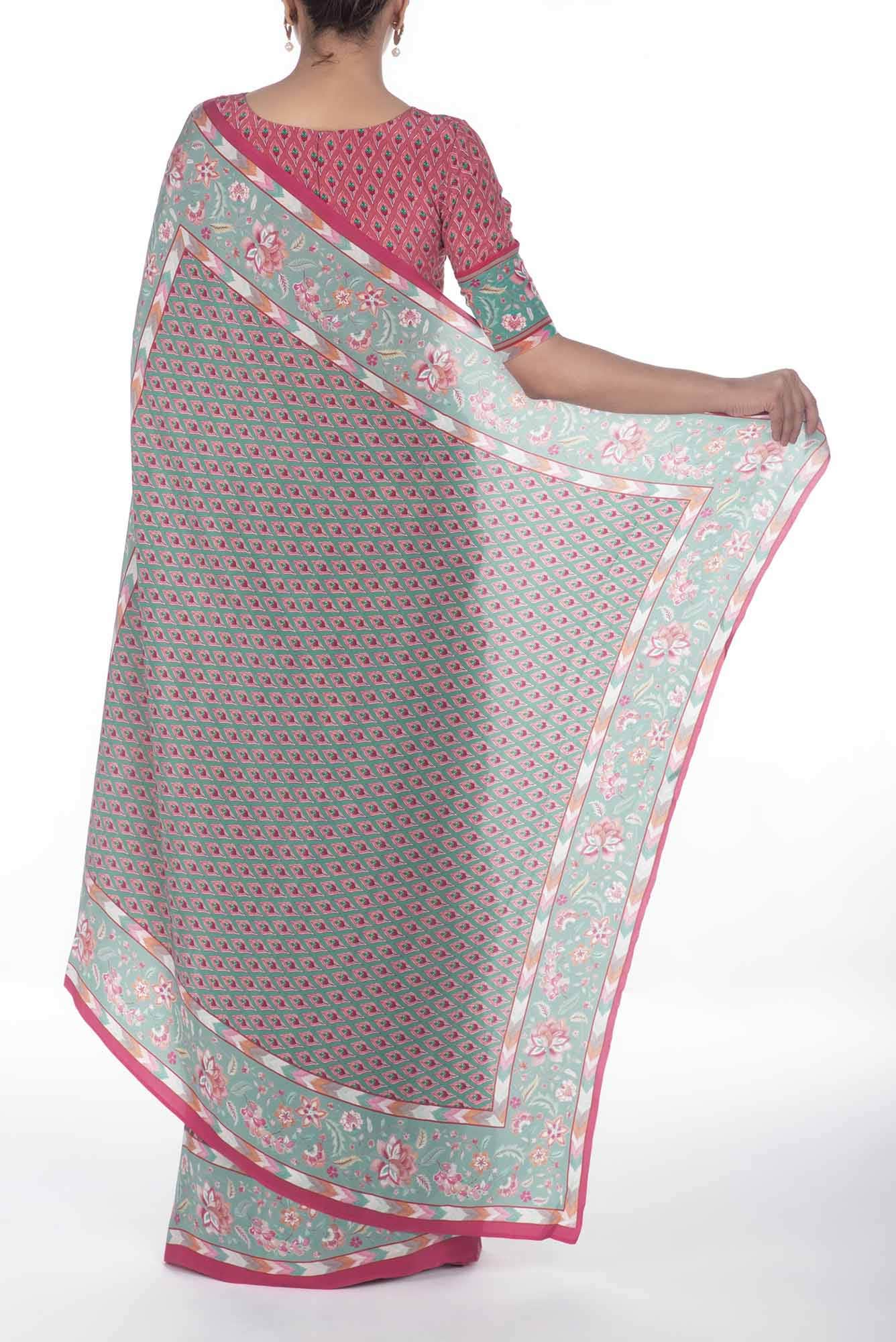 Bagicha Charcoal grey floral design saree from Chintz Collection, Designed by Nalli