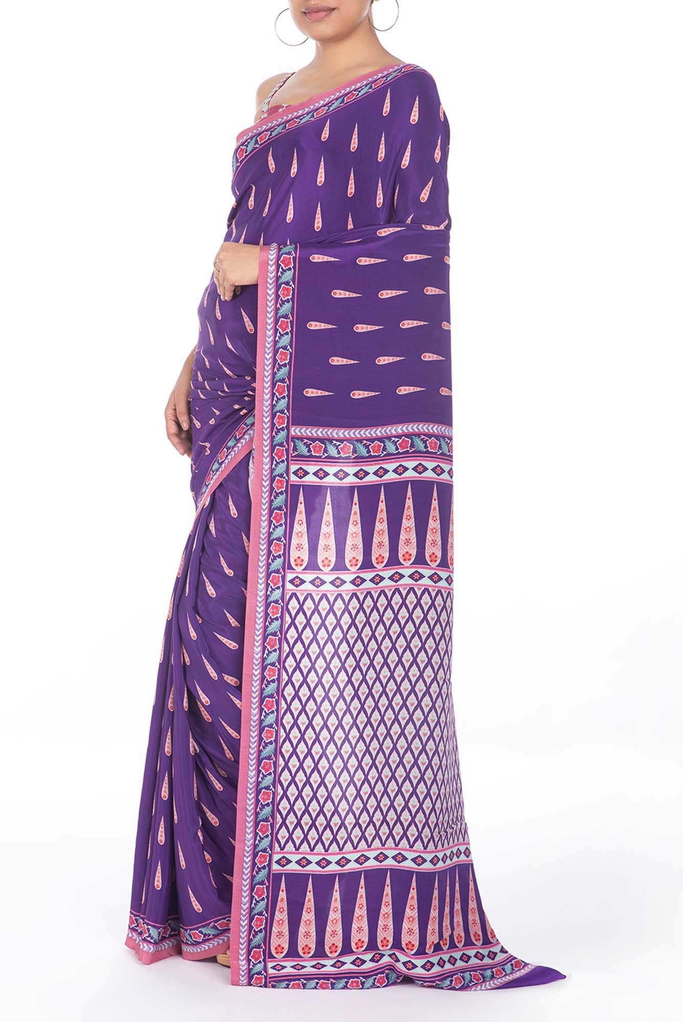 Rimjhim Purple floral design saree from Chintz Collection, Designed by Nalli