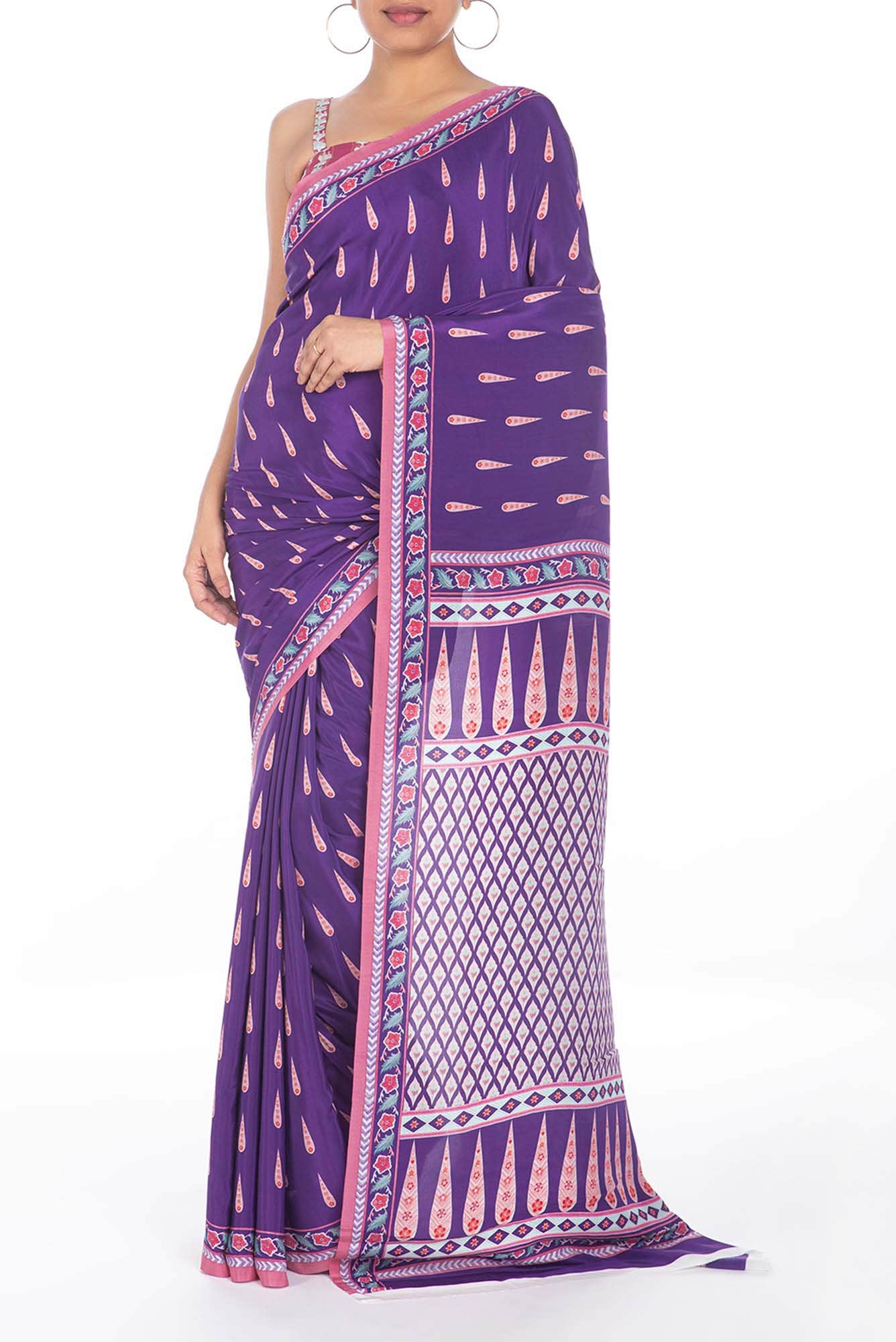 Rimjhim Purple floral design saree from Chintz Collection, Designed by Nalli