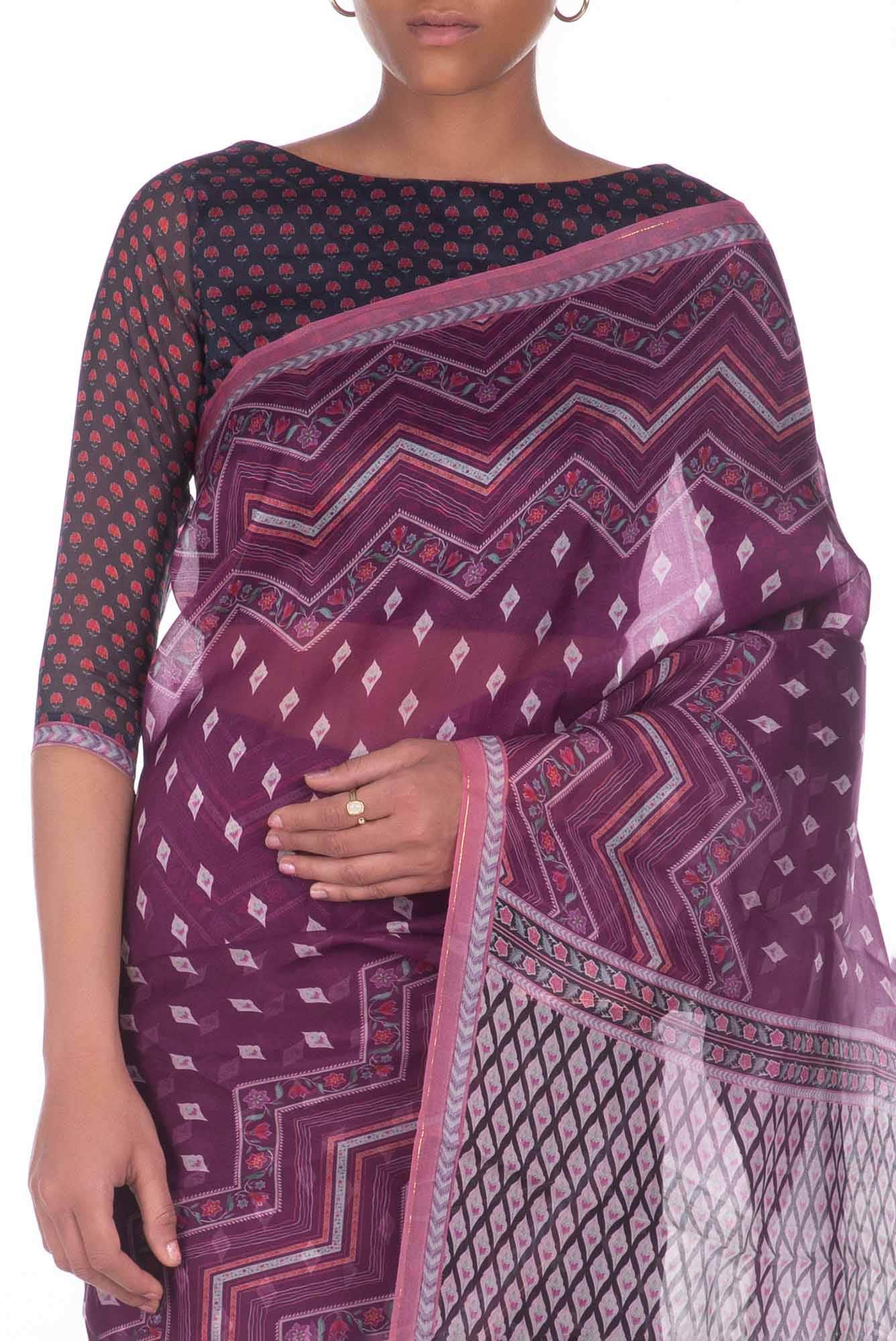 Butidar Purple floral design saree from Chintz Collection, Designed by Nalli
