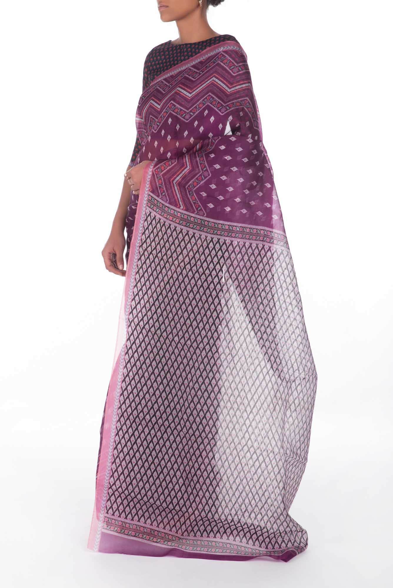 Butidar Purple floral design saree from Chintz Collection, Designed by Nalli