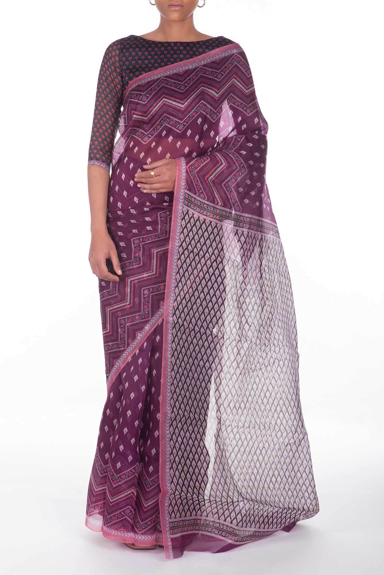 Butidar Purple floral design saree from Chintz Collection, Designed by Nalli