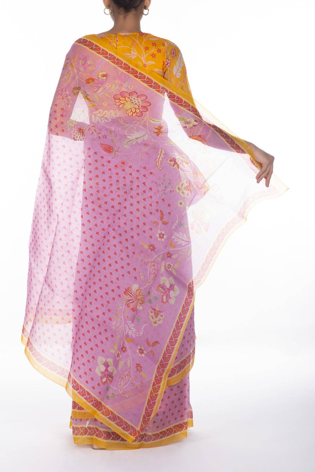 Pushpavalli lavender floral design saree from Chintz Collection, Designed by Nalli