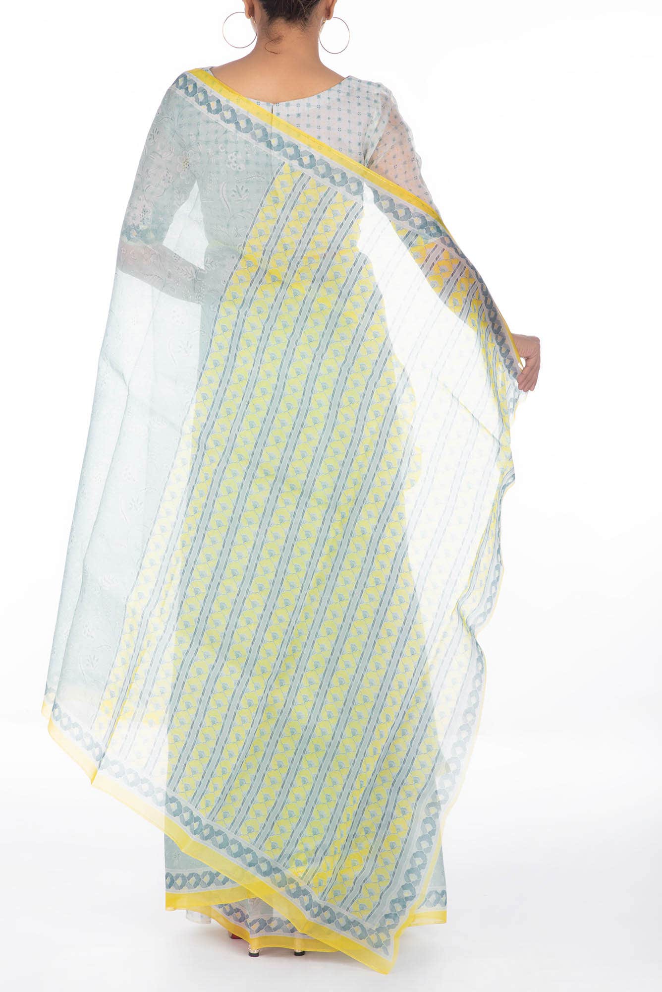 Guldasta Light blue floral design saree from Chintz Collection, Designed by Nalli