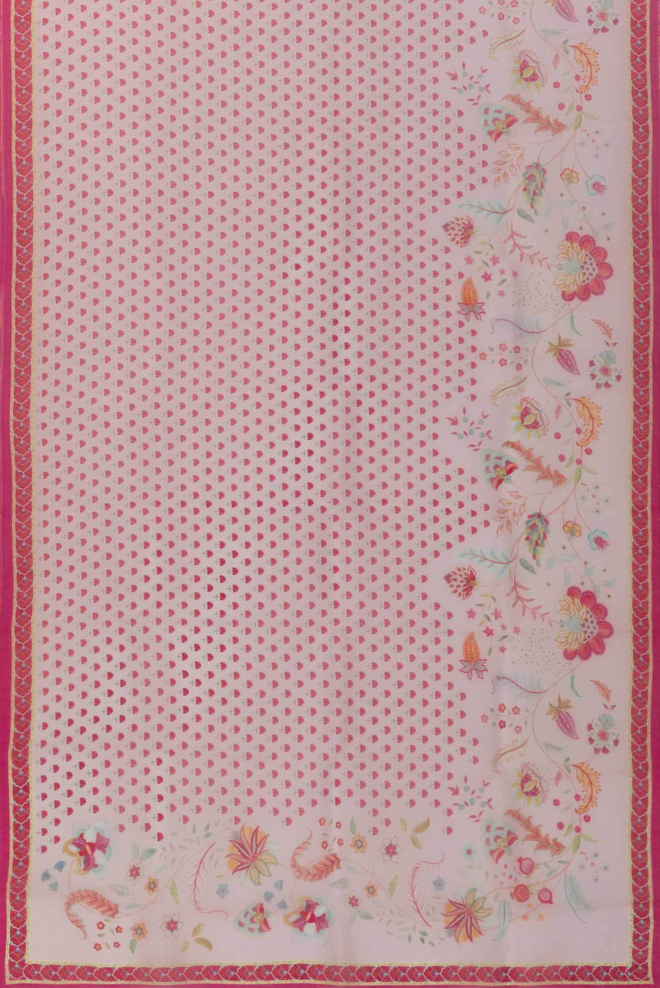 Pushpavalli Pink floral design saree from Chintz Collection, Designed by Nalli