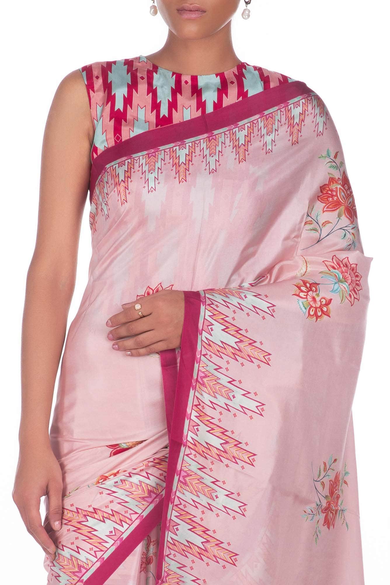 Sadhna Light Pink floral design saree from Chintz Collection, Designed by Nalli