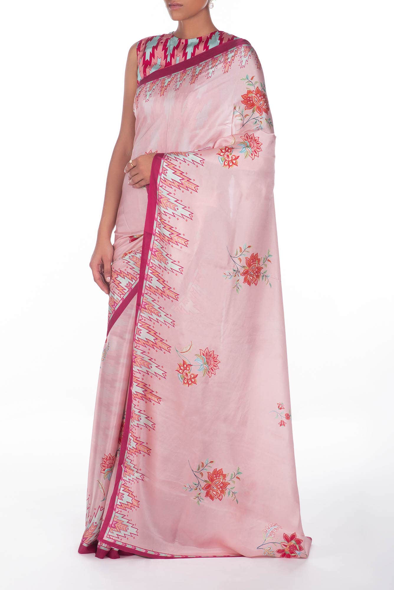 Sadhna Light Pink floral design saree from Chintz Collection, Designed by Nalli