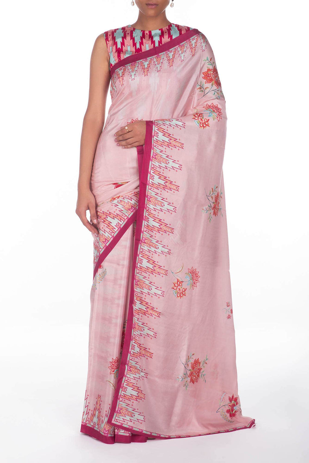 Sadhna Light Pink floral design saree from Chintz Collection, Designed by Nalli