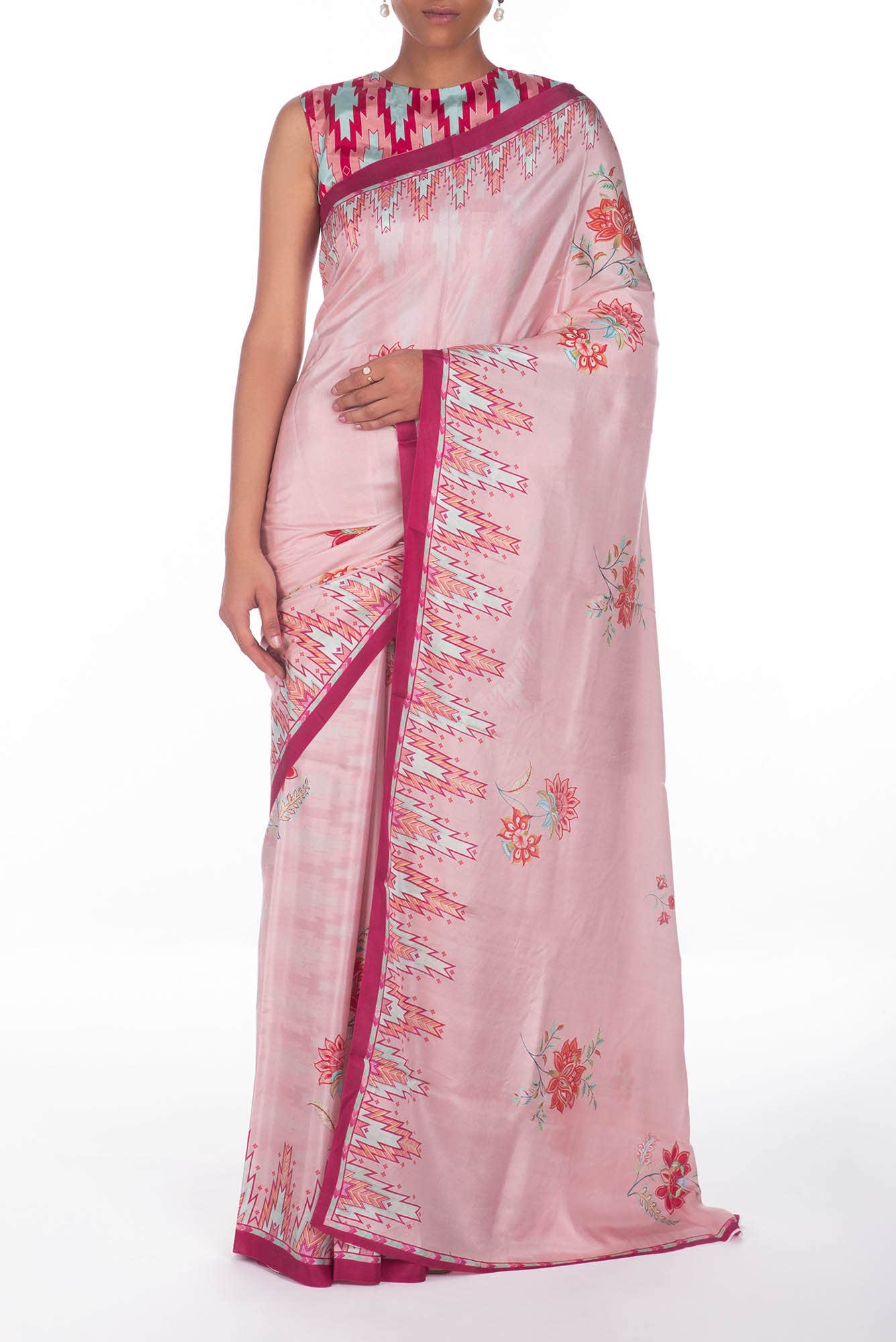 Sadhna Light Pink floral design saree from Chintz Collection, Designed by Nalli
