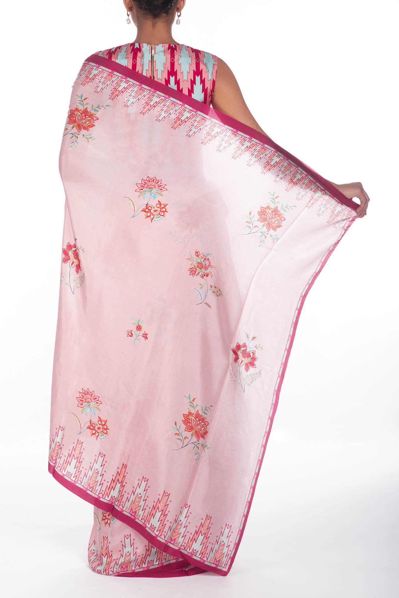 Sadhna Light Pink floral design saree from Chintz Collection, Designed by Nalli