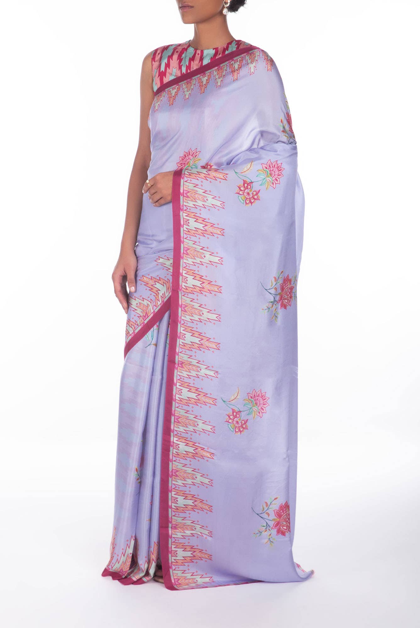 Sadhna Lilac floral design saree from Chintz Collection, Designed by Nalli