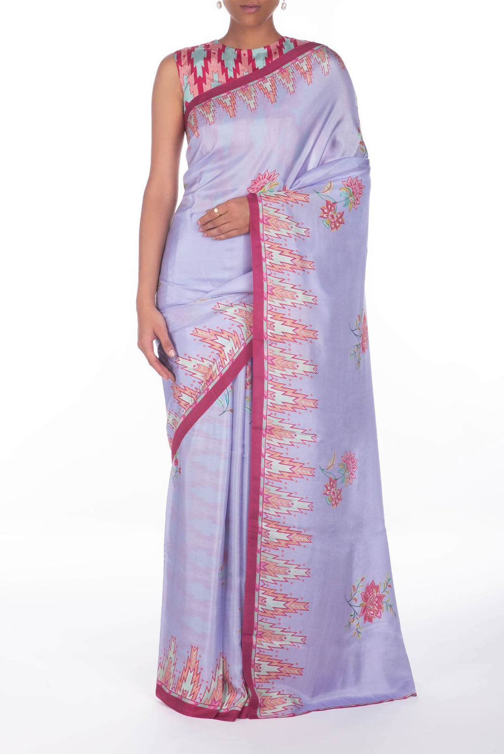 Sadhna Lilac floral design saree from Chintz Collection, Designed by Nalli