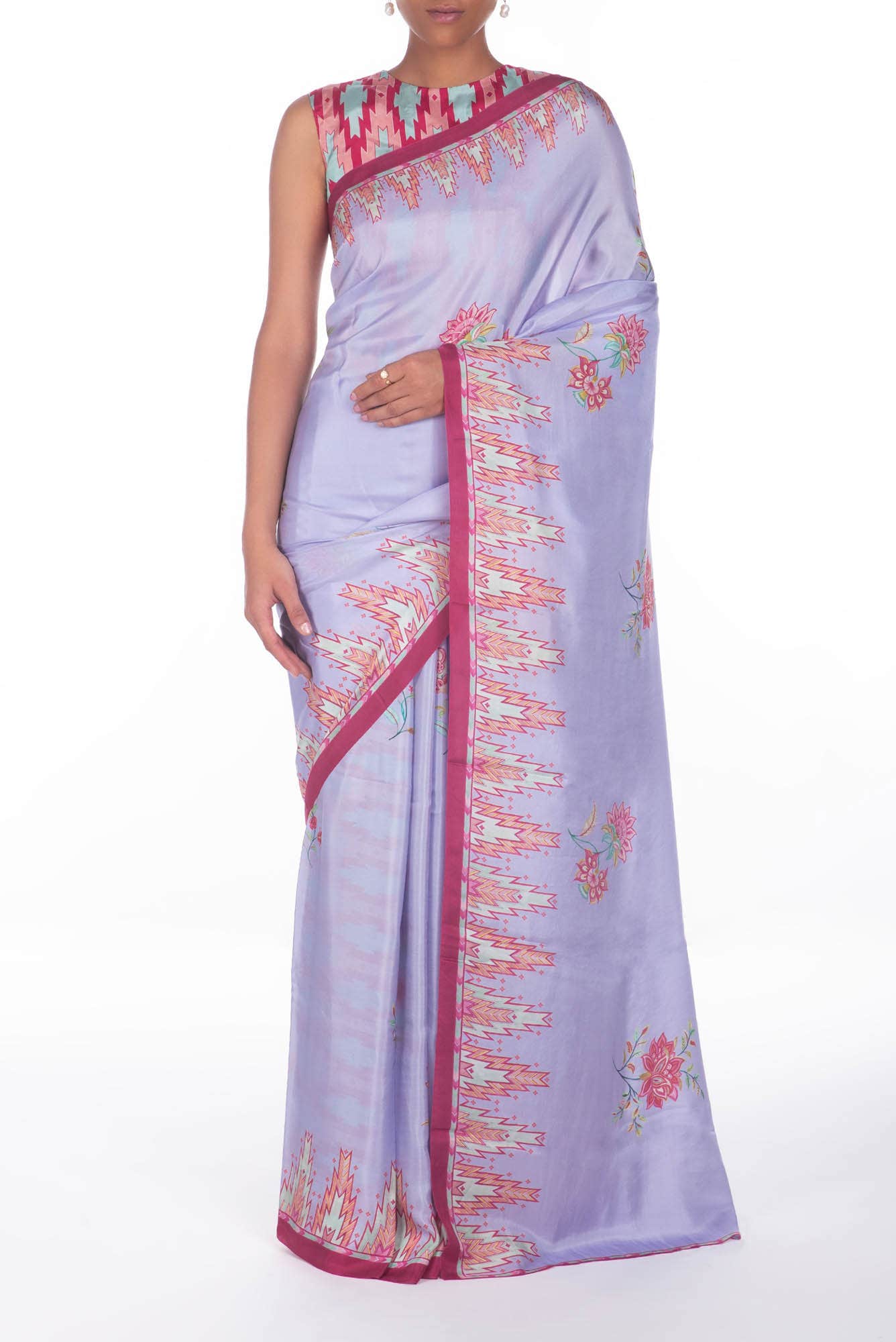 Sadhna Lilac floral design saree from Chintz Collection, Designed by Nalli