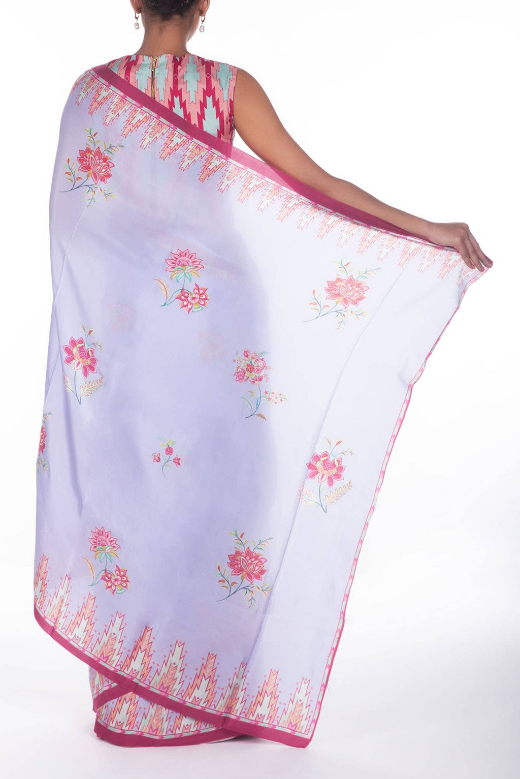 Sadhna Lilac floral design saree from Chintz Collection, Designed by Nalli