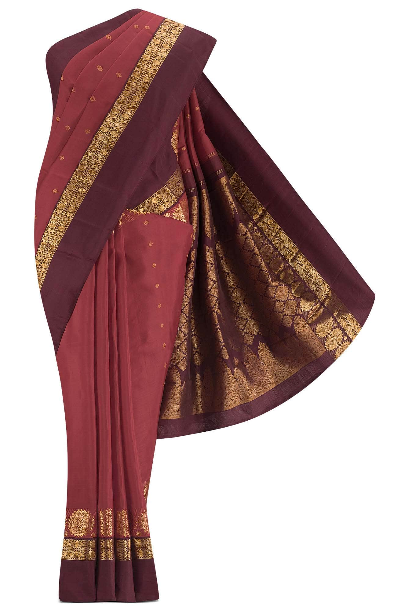 Jadainagam-Red Kanchipuram Silk Saree
