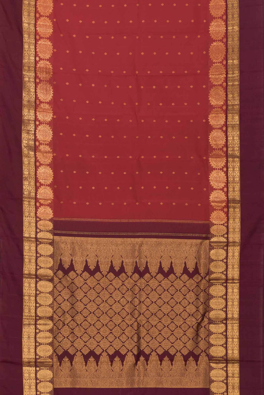 Jadainagam-Red Kanchipuram Silk Saree