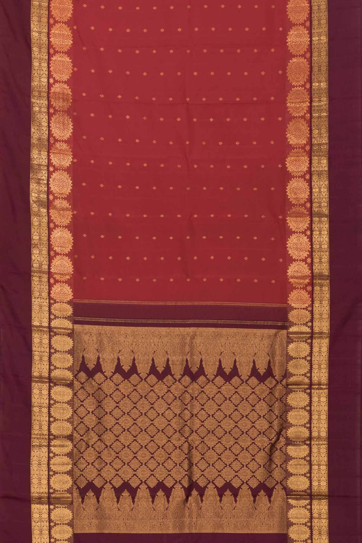 Jadainagam-Red Kanchipuram Silk Saree