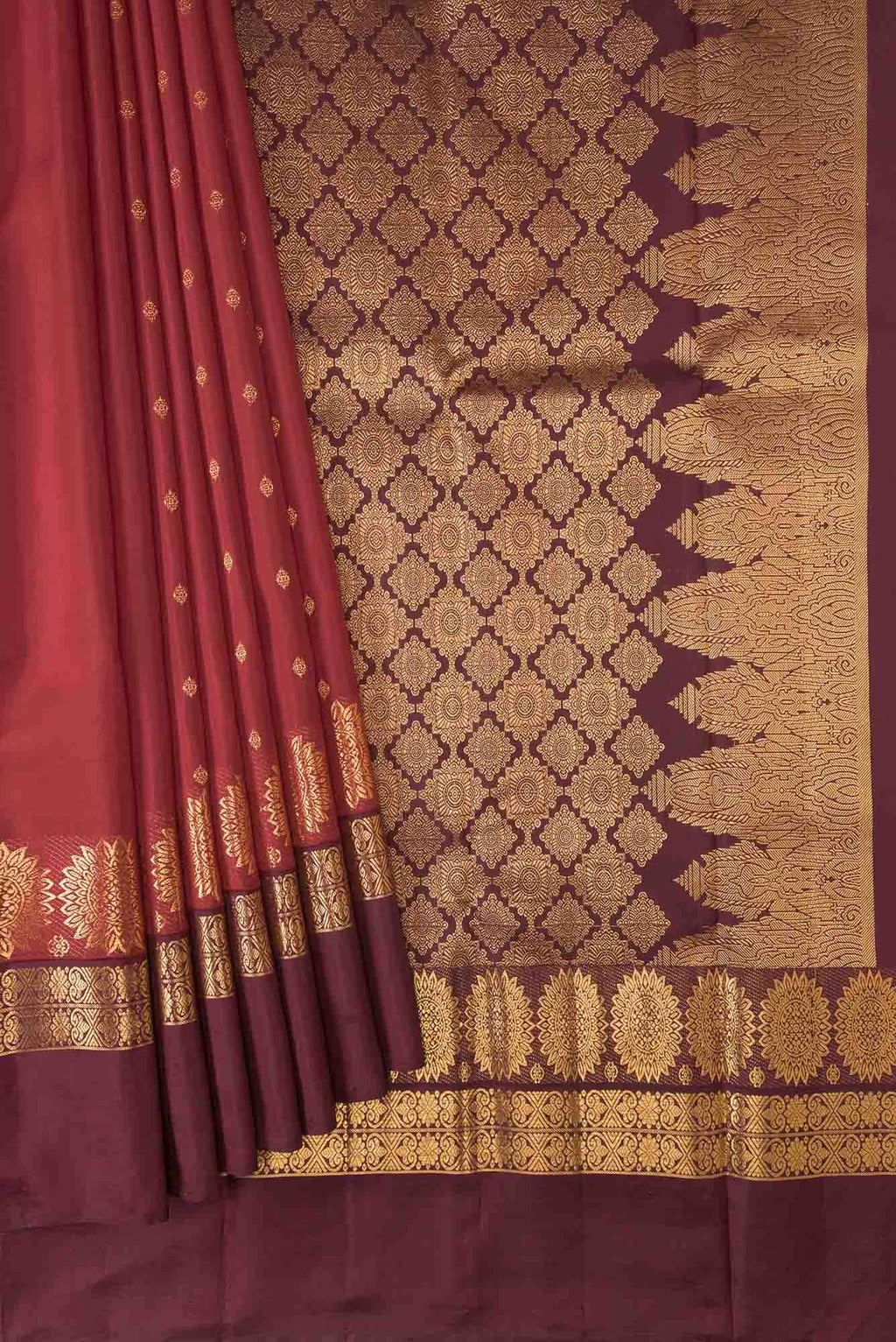 Jadainagam-Red Kanchipuram Silk Saree
