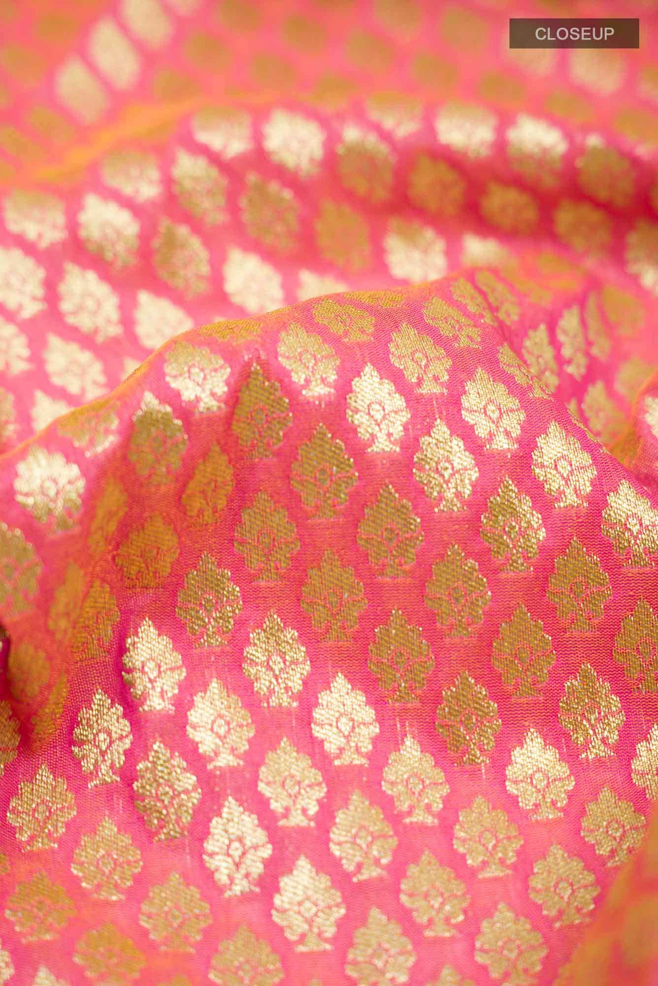 Pink Blended Banarasi Silk Saree