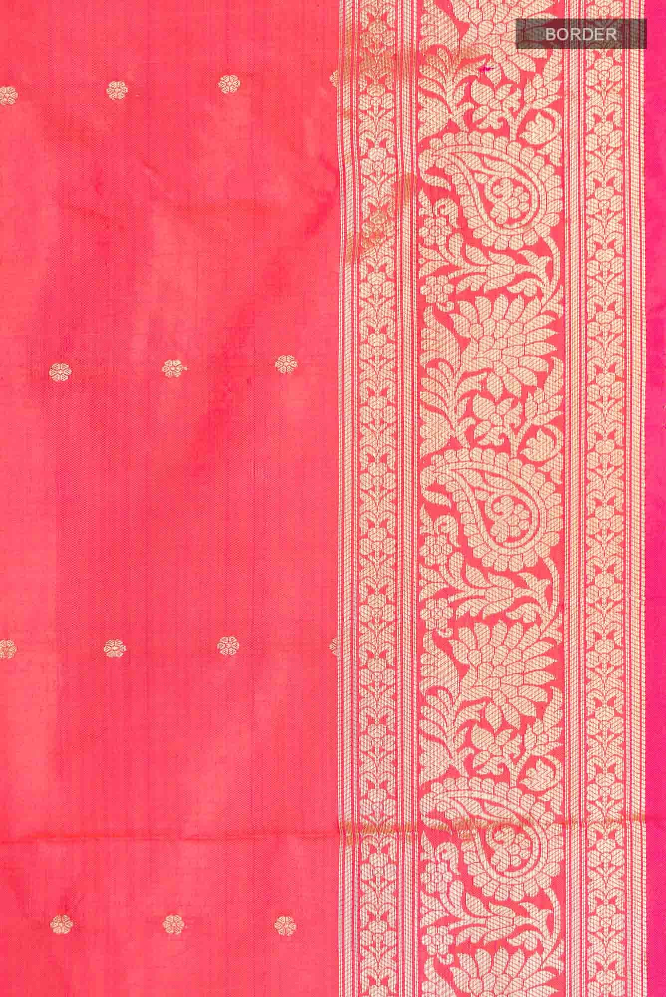 Orange with Pink Dual Tone Banarasi Katan Silk Saree