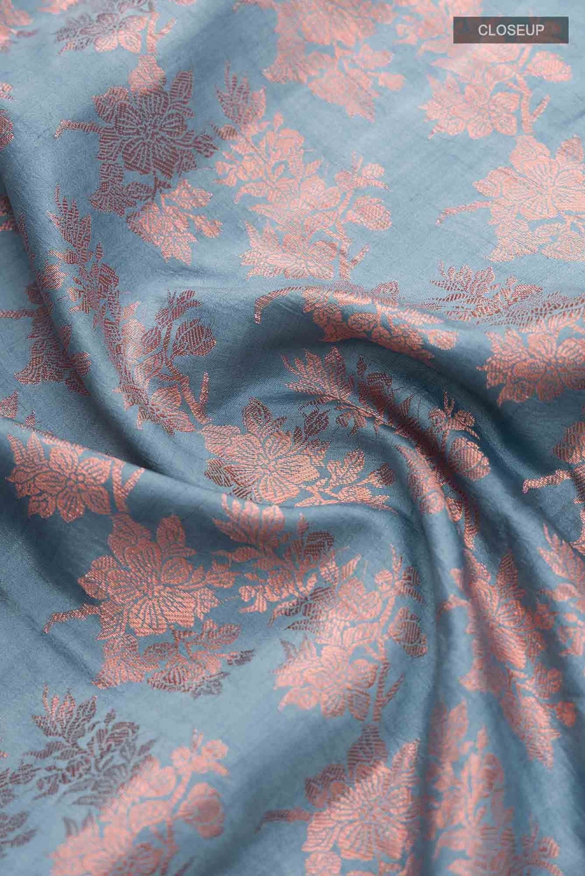 Pyari Peony- Powdered Blue Banarasi Saree