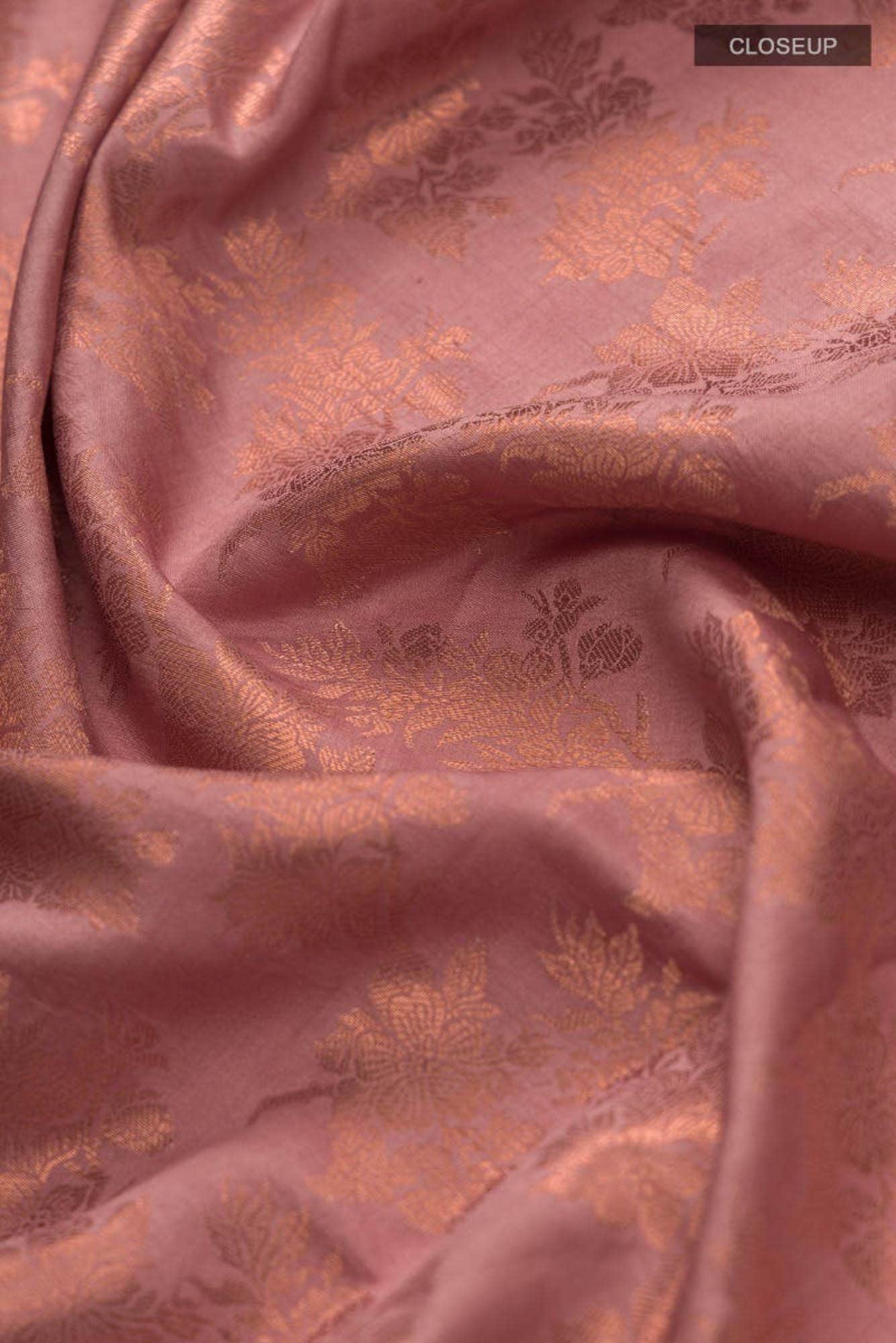 Pyari Peony-Rose Gold Banarasi Silk Saree