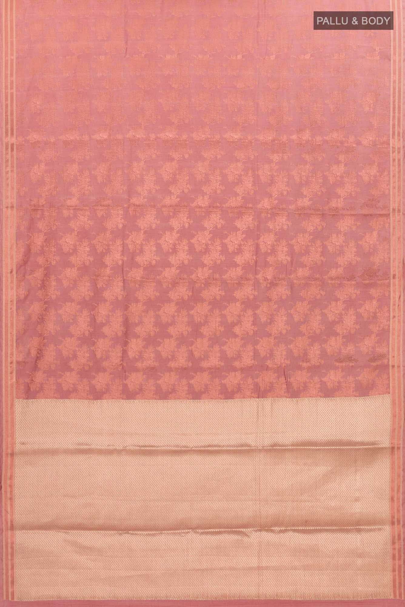 Pyari Peony-Rose Gold Banarasi Silk Saree