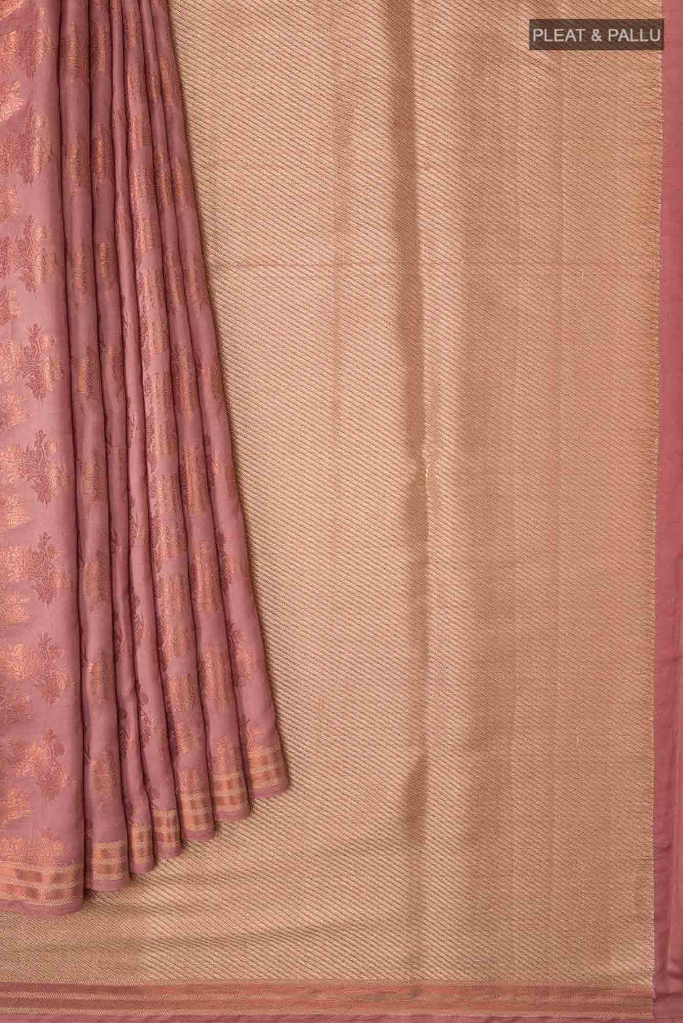 Pyari Peony-Rose Gold Banarasi Silk Saree