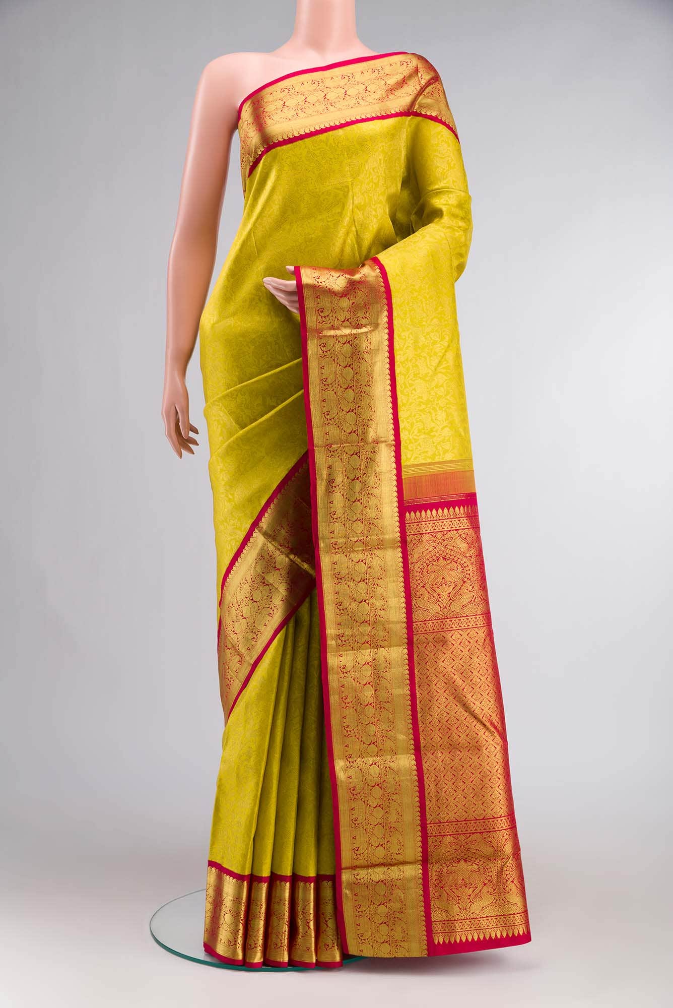 Yellow Kanchipuram Silk Saree