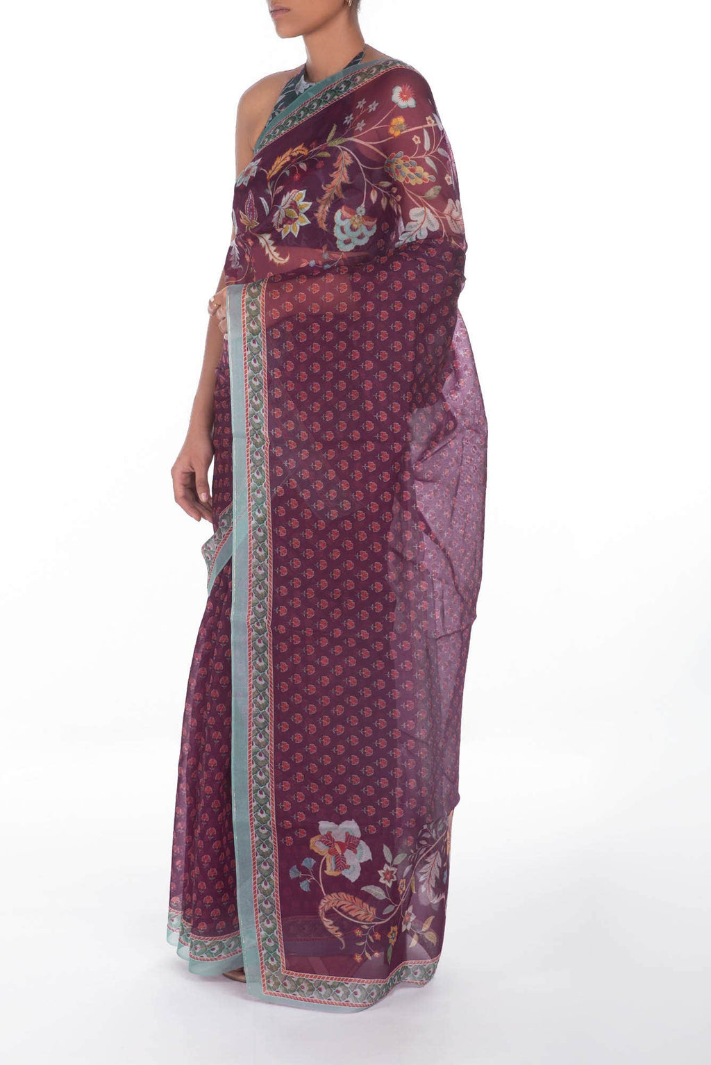 Pushpavalli Purple floral design saree from Chintz Collection, Designed by Nalli