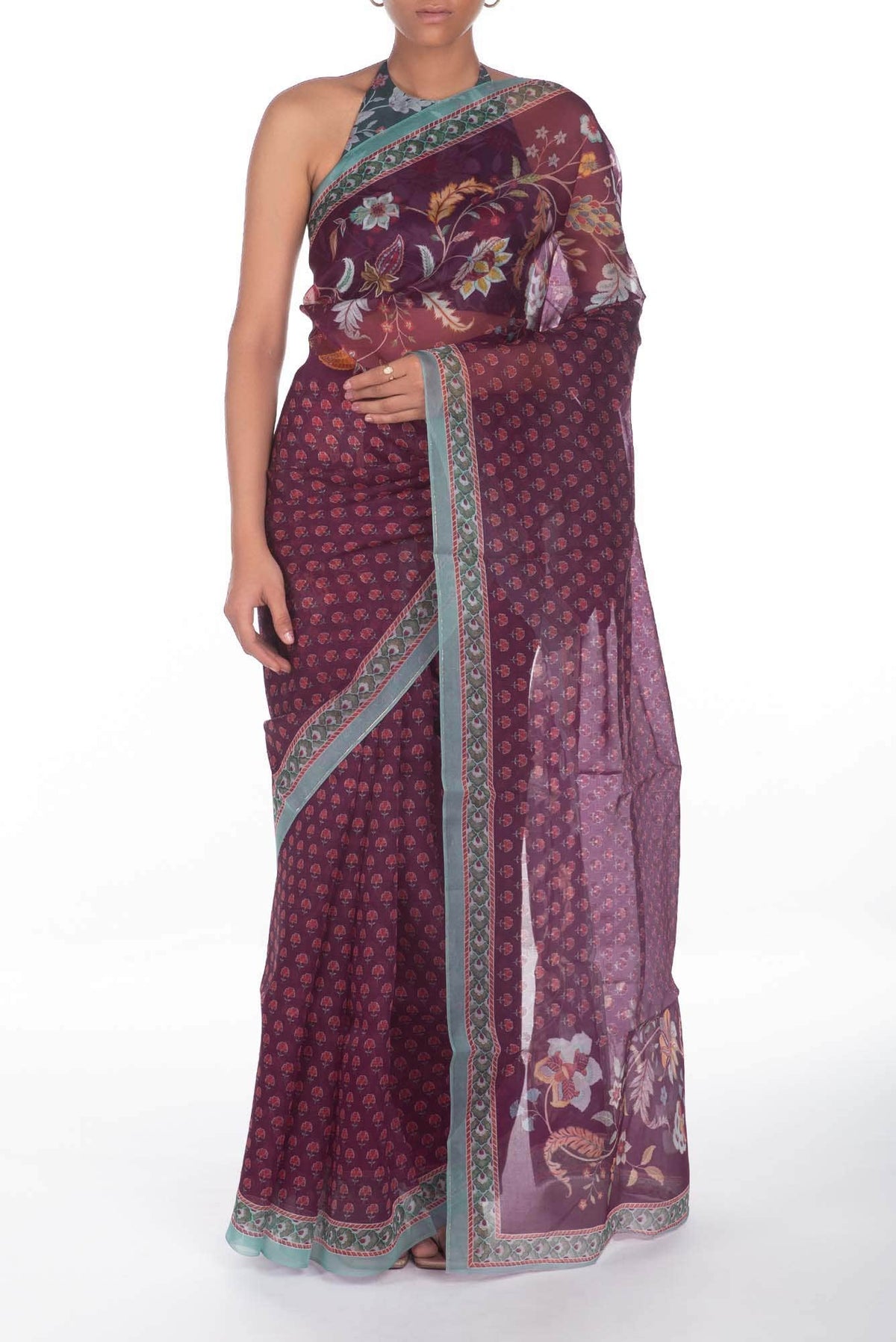 Pushpavalli Purple floral design saree from Chintz Collection, Designed by Nalli