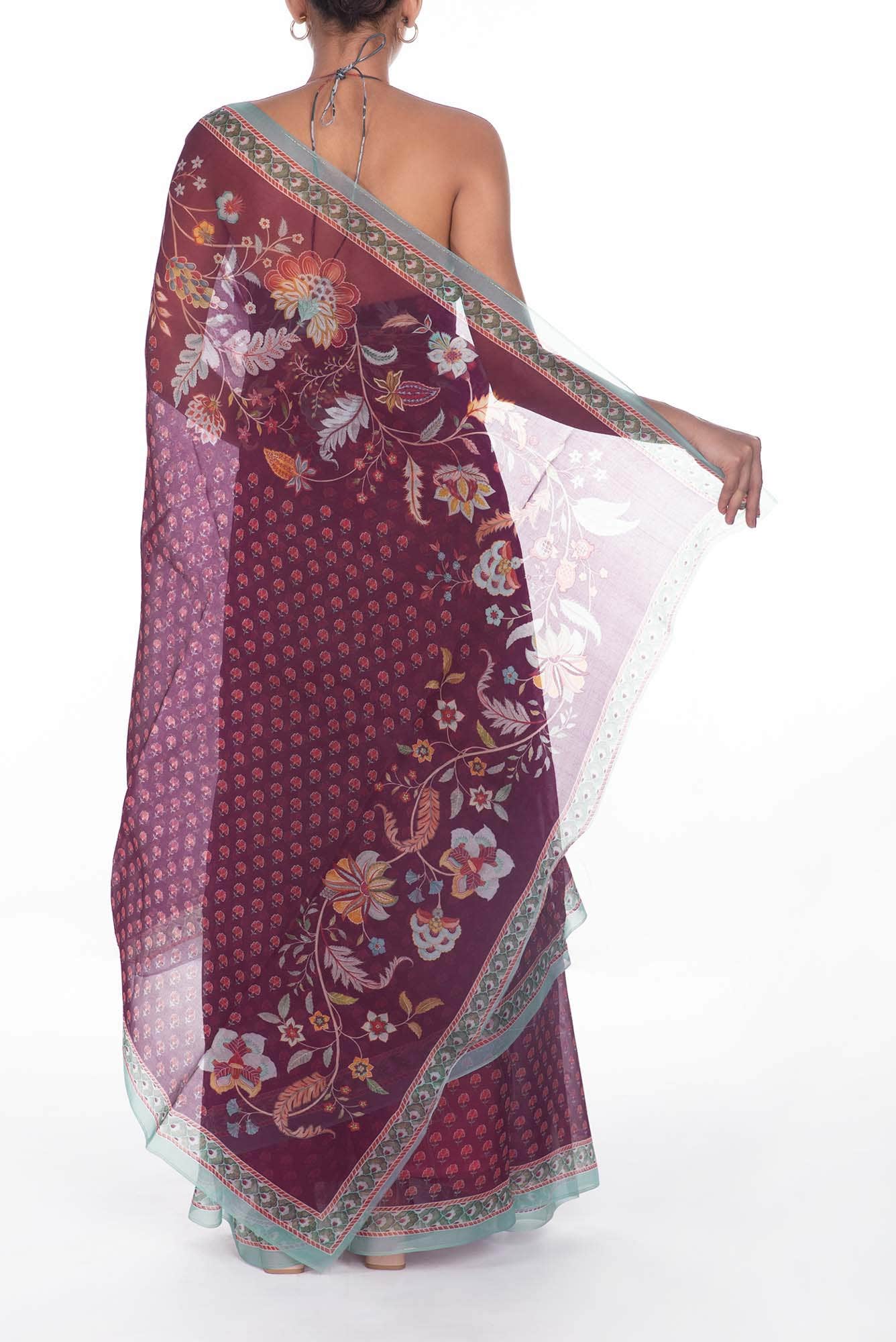 Pushpavalli Purple floral design saree from Chintz Collection, Designed by Nalli