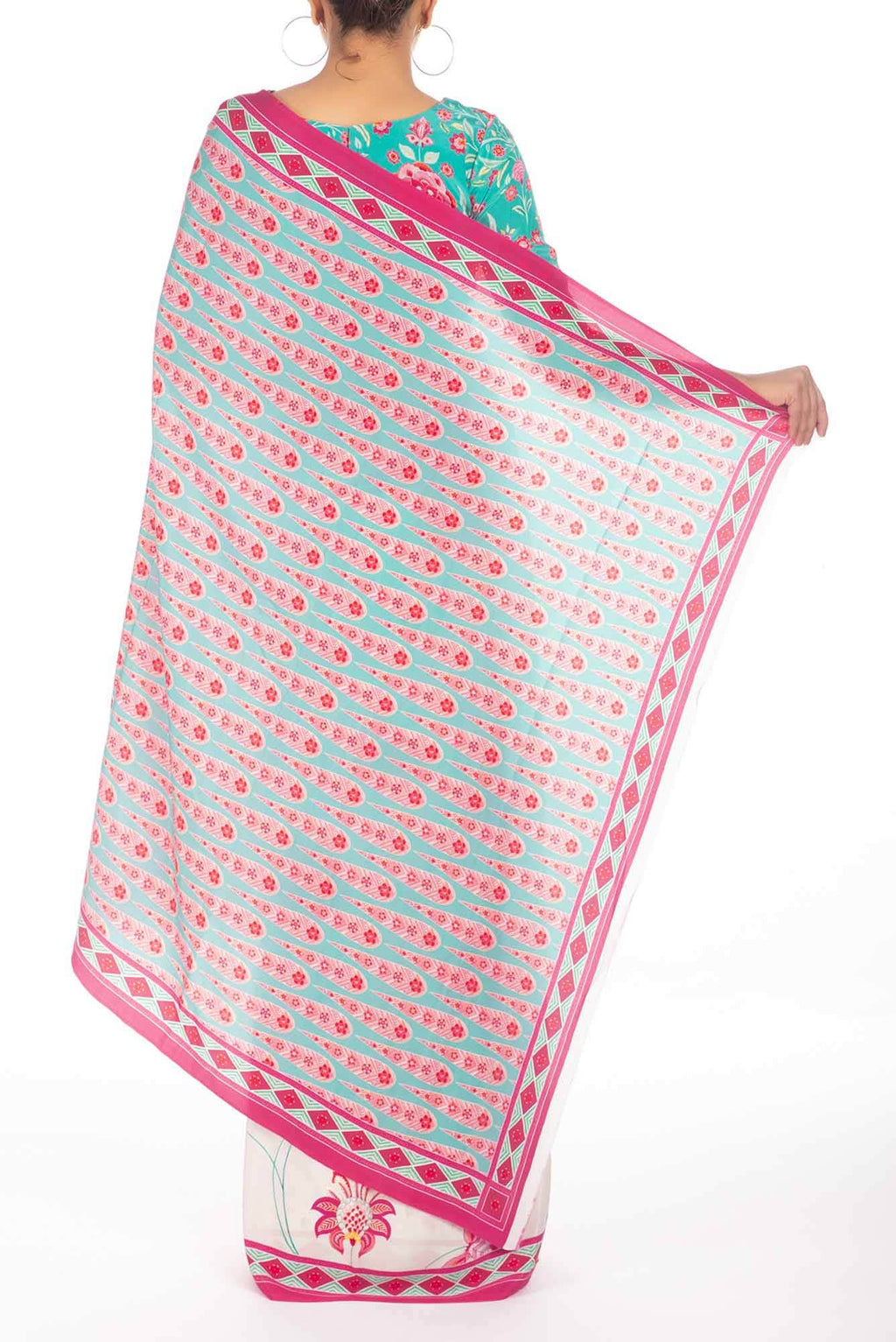 Lata Off White floral design saree from Chintz Collection, Designed by Nalli