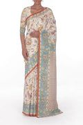 Bagicha Cream floral design saree from Chintz Collection, Designed by Nalli