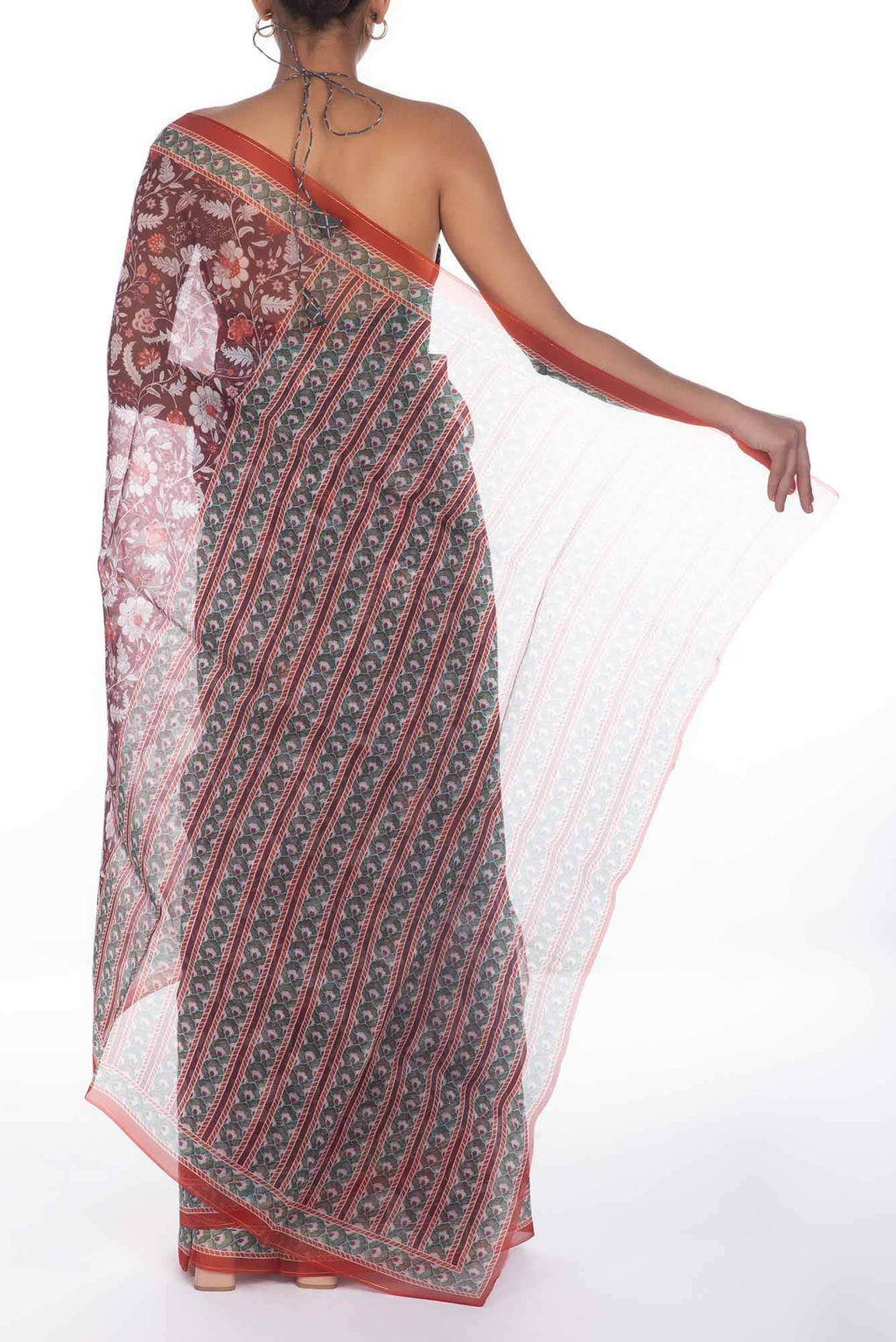 Guldasta Brown floral design saree from Chintz Collection, Designed by Nalli