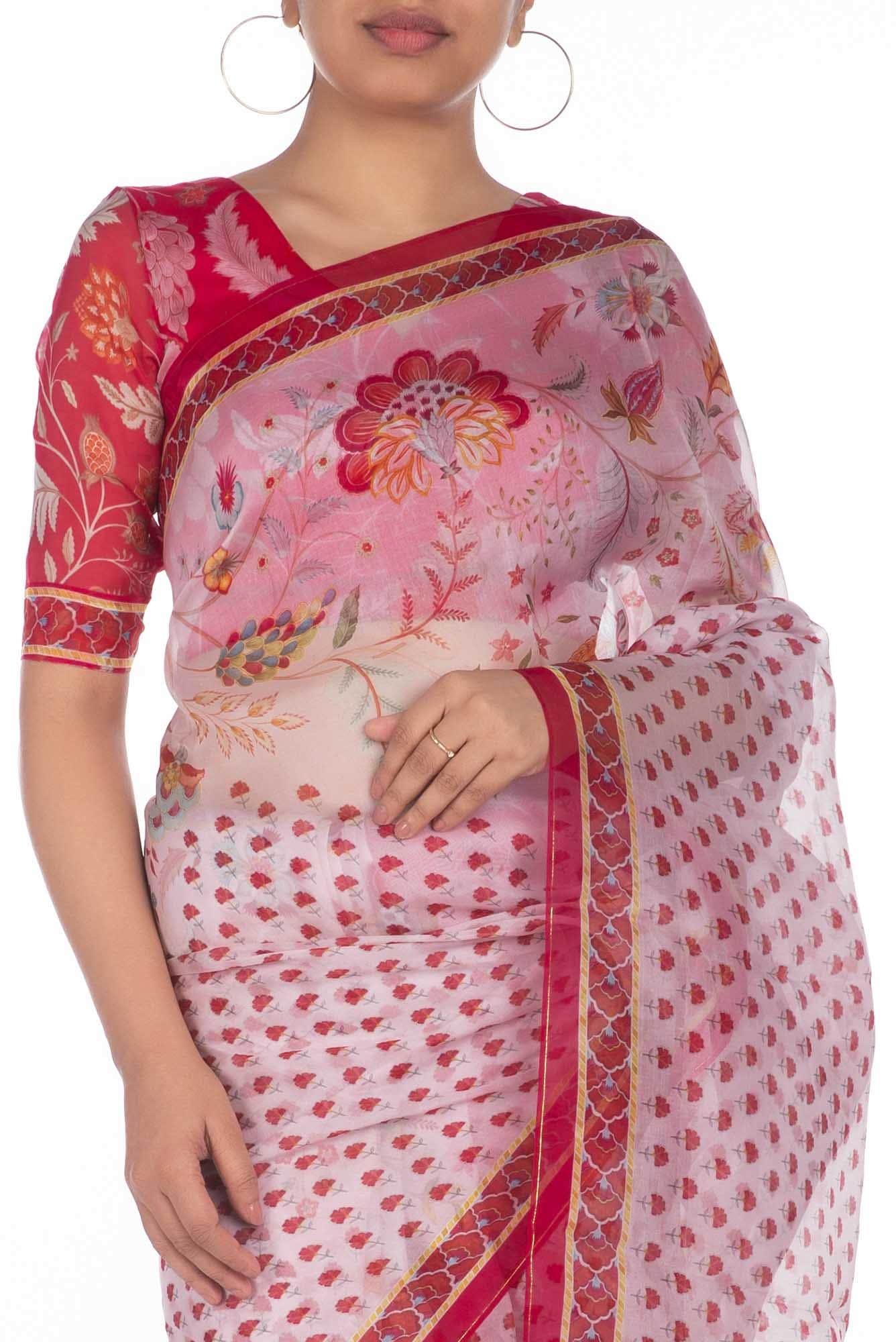 Pushpavalli Pink floral design saree from Chintz Collection, Designed by Nalli