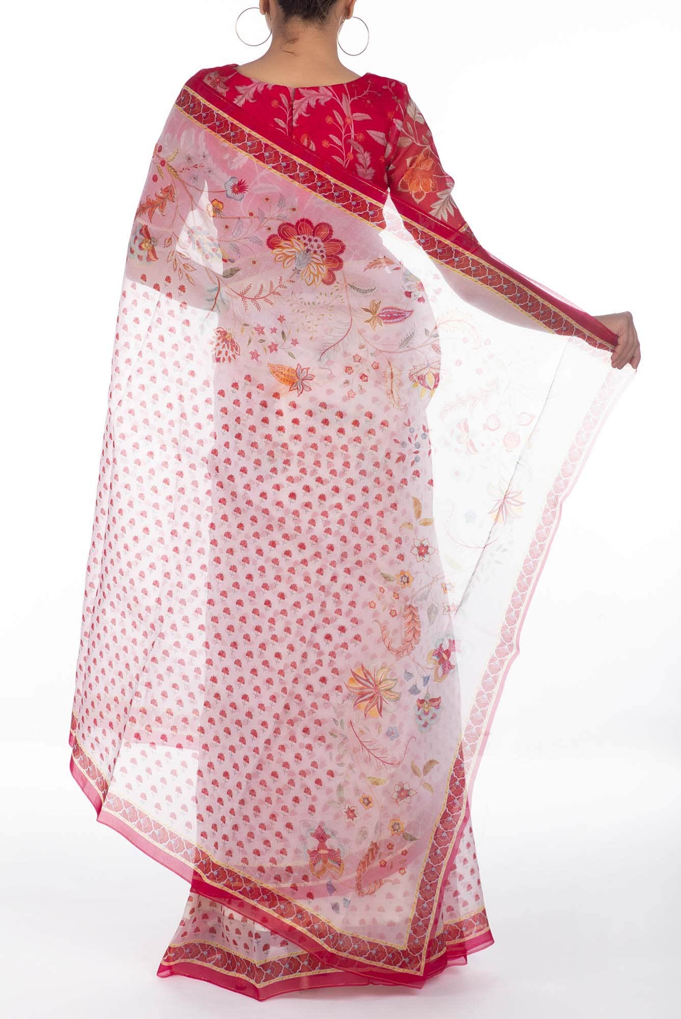 Pushpavalli Pink floral design saree from Chintz Collection, Designed by Nalli