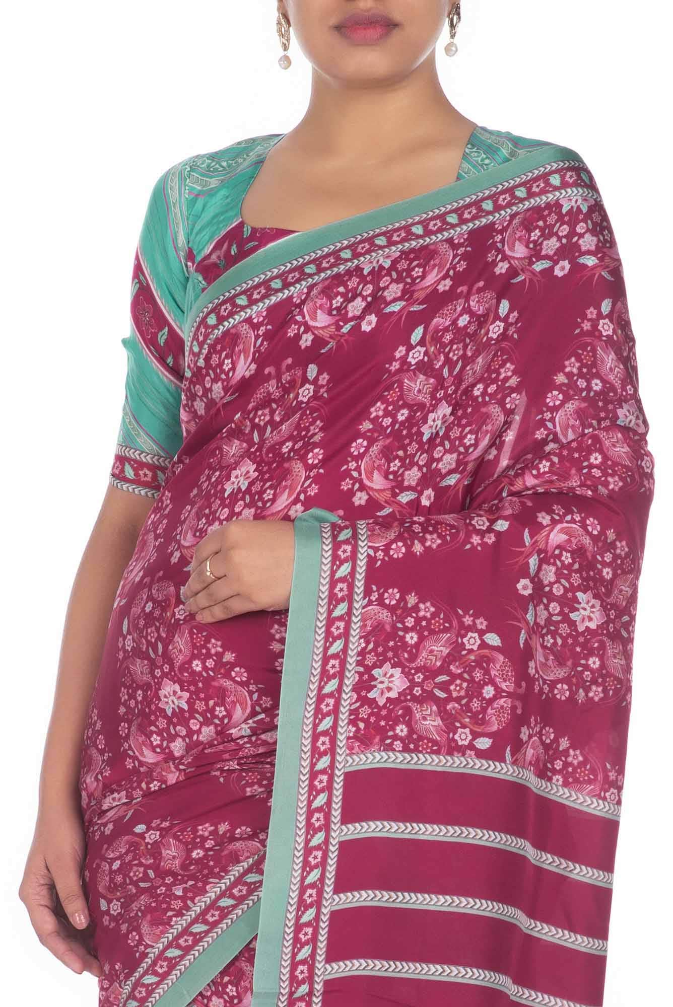 Premika Pink floral design saree from Chintz Collection, Designed by Nalli