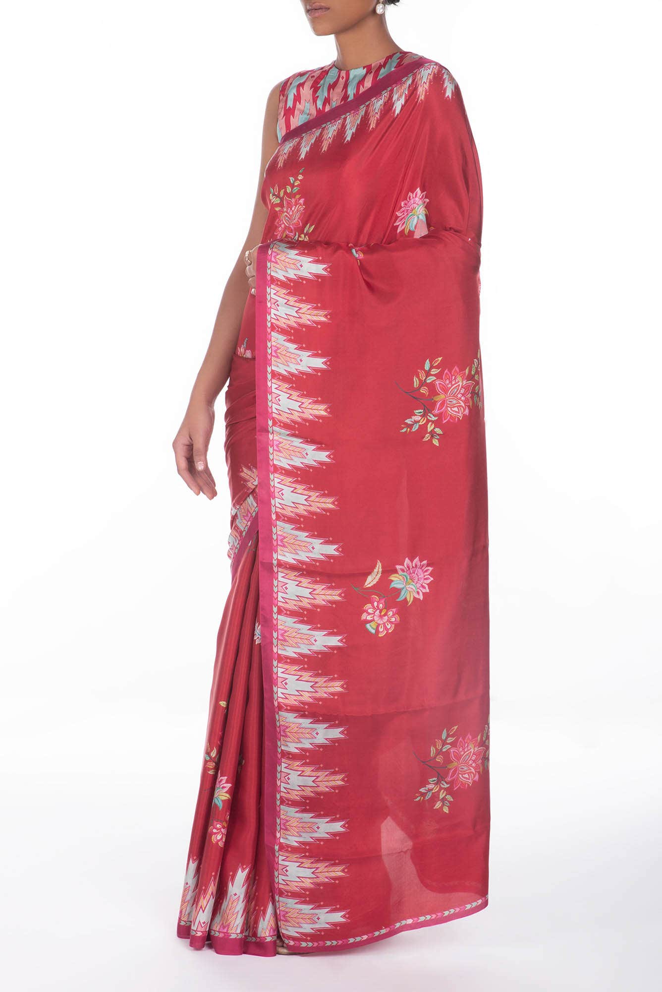 Sadhna Red floral design saree from Chintz Collection, Designed by Nalli