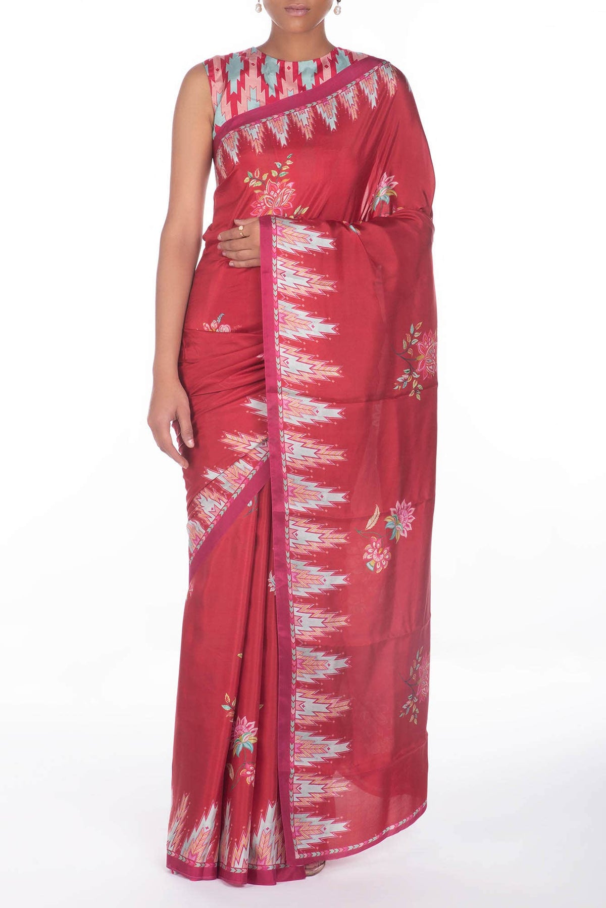 Sadhna Red floral design saree from Chintz Collection, Designed by Nalli