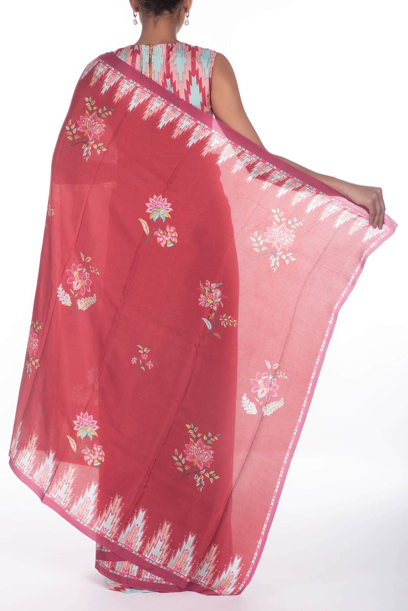Sadhna Red floral design saree from Chintz Collection, Designed by Nalli
