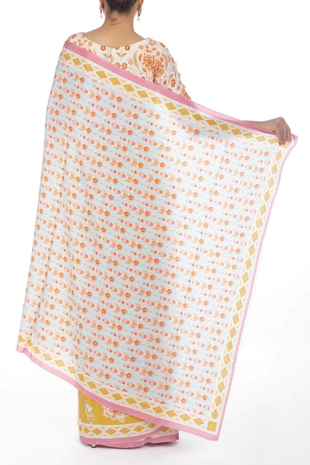 Lata Yellow floral design saree from Chintz Collection, Designed by Nalli